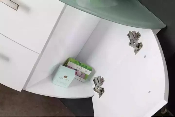 Плавая тщета Bathroom шкафа современная в лоснистом верхней части зеленого стекла белое