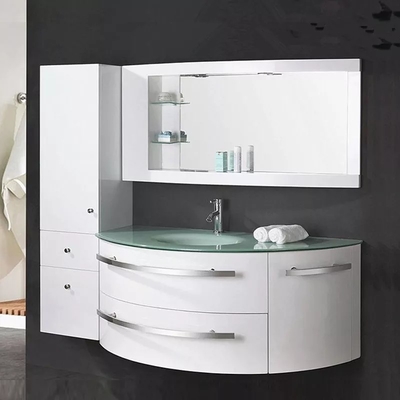 Плавая тщета Bathroom шкафа современная в лоснистом верхней части зеленого стекла белое