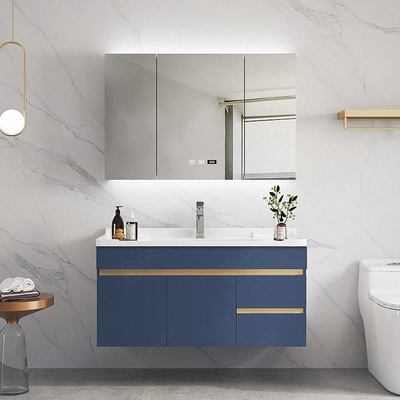 Роскошная твердая древесина с дизайном тщеты шкафа зеркала Bathroom СИД новым