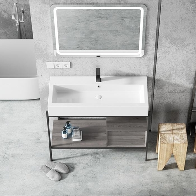 Пол - установленный блок тщеты раковины шкафа Bathroom гостиницы европейский керамический с зеркалом