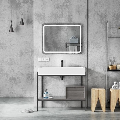 Пол - установленный блок тщеты раковины шкафа Bathroom гостиницы европейский керамический с зеркалом