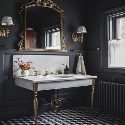 Золотой металл SS подгонял шкафы Bathroom 35&quot; мраморная тщета раковины Countertop