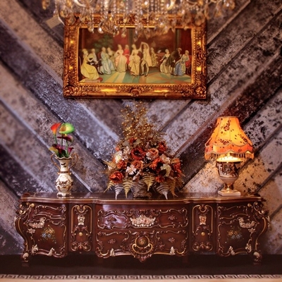 Handmade высекаенный шкафа стиля спальни шкаф 4 дверей европейского красный деревянный