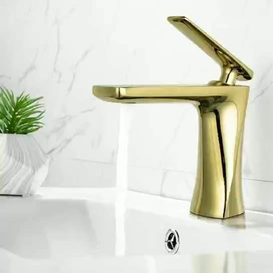 Раковина таза воды ручки санитарного цвета Faucets смесителя изделий золотого одиночная выстукивает для Bathroom